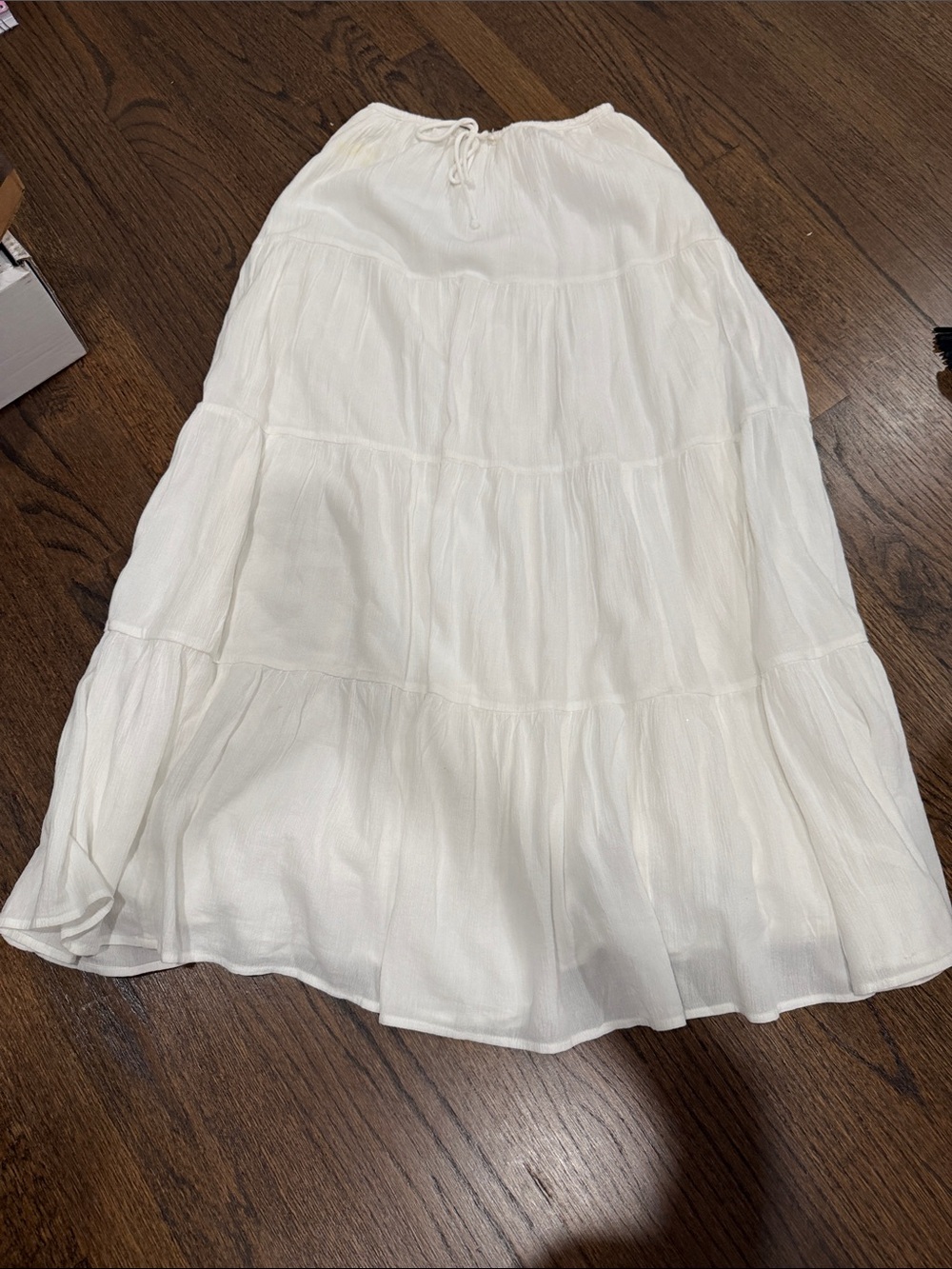 aerie White Tiered Flow Maxi Skirt